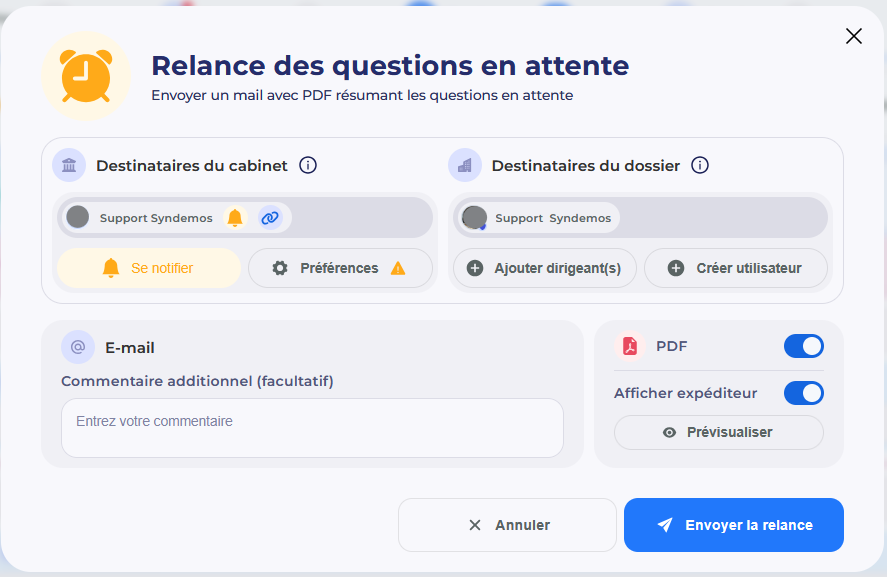 Relances en attente